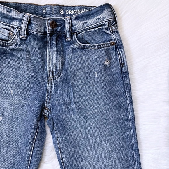 Gap Kids Boys’ Original Blue Distressed Straight Jeans - Picture 2 of 6